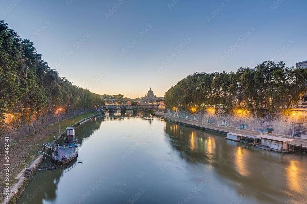 The Tiber river, passing through Rome.