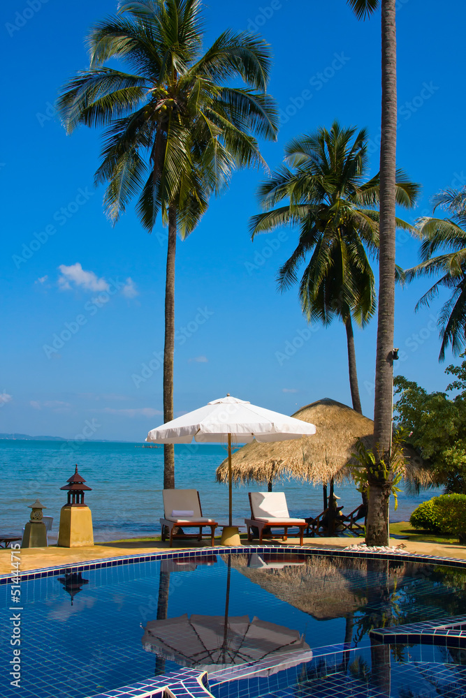 Swimming pool on the beach in Thailand