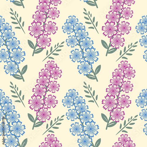 Fototapeta Naklejka Na Ścianę i Meble -  Blue and pink seamless floral pattern