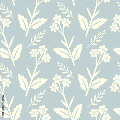 Seamless pastel blue floral pattern
