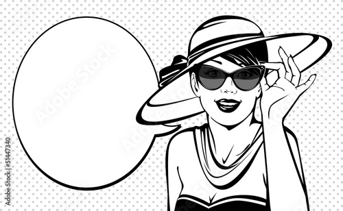 Vintage lady with hat and glasses