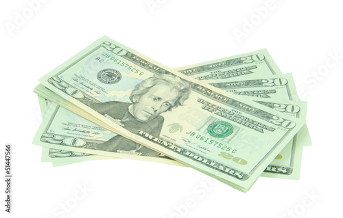 american dollars isolated on white background