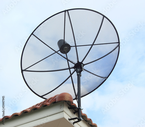 Satellite dish with the sky background