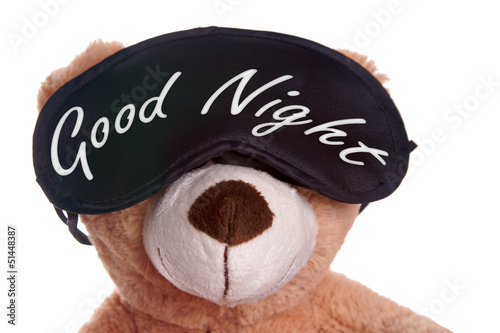 Obraz na płótnie Teddy with sleep mask and the words Good Night w salonie