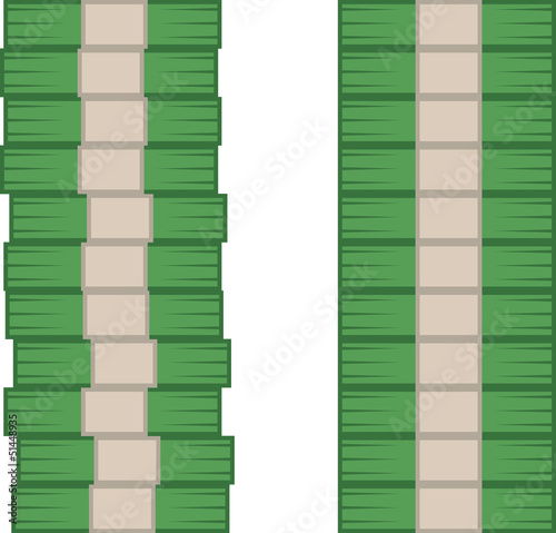 Isolated money stacks messy and clean