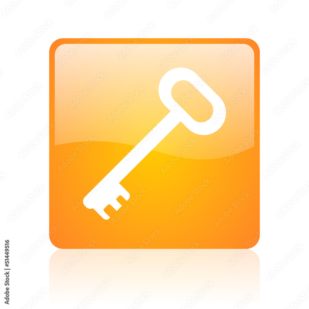 key orange square web glossy icon