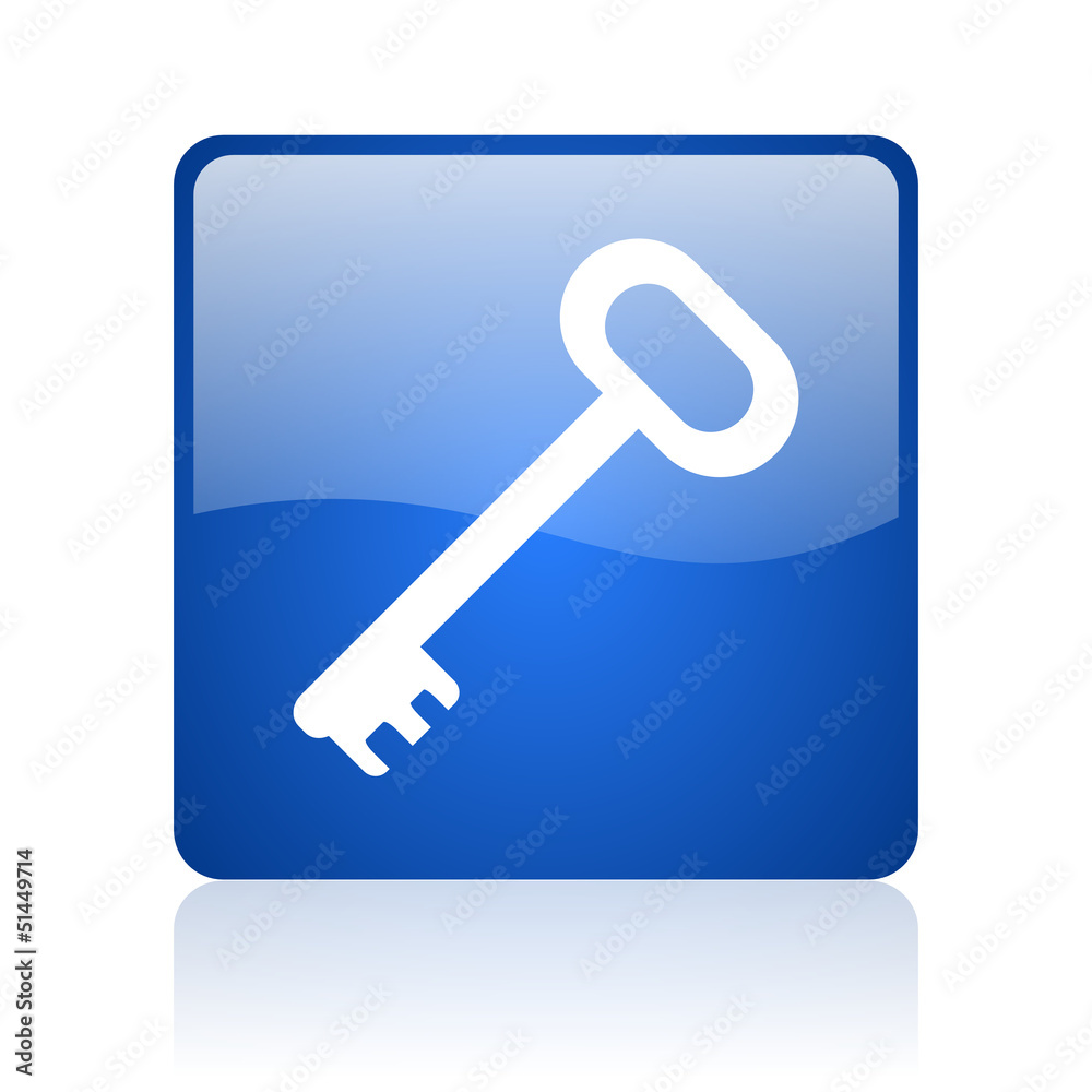 key blue square web glossy icon key blue square web glossy icon