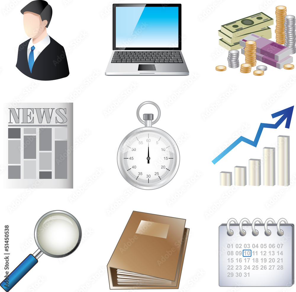 business icons detailed vector set