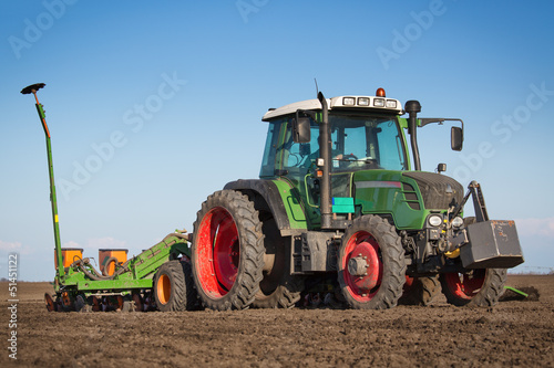 Tractor in the field sow