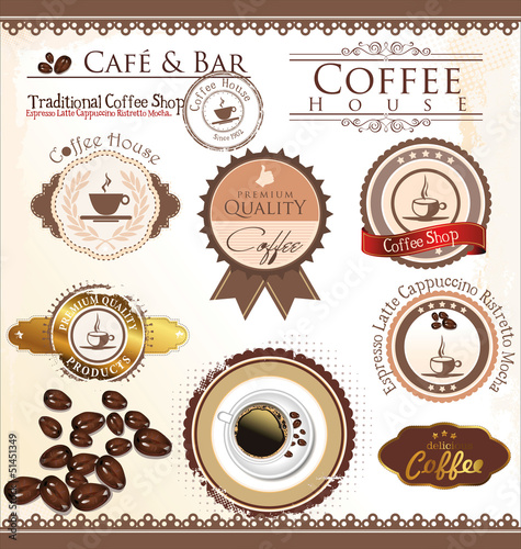 Vector set of coffee design elements
