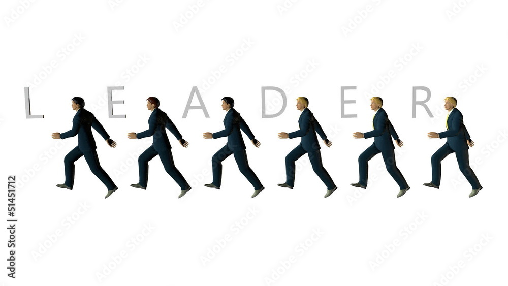 Metal Gears and Businessmen Running with LEADER text Metal Gears and Businessmen Running with LEADER text