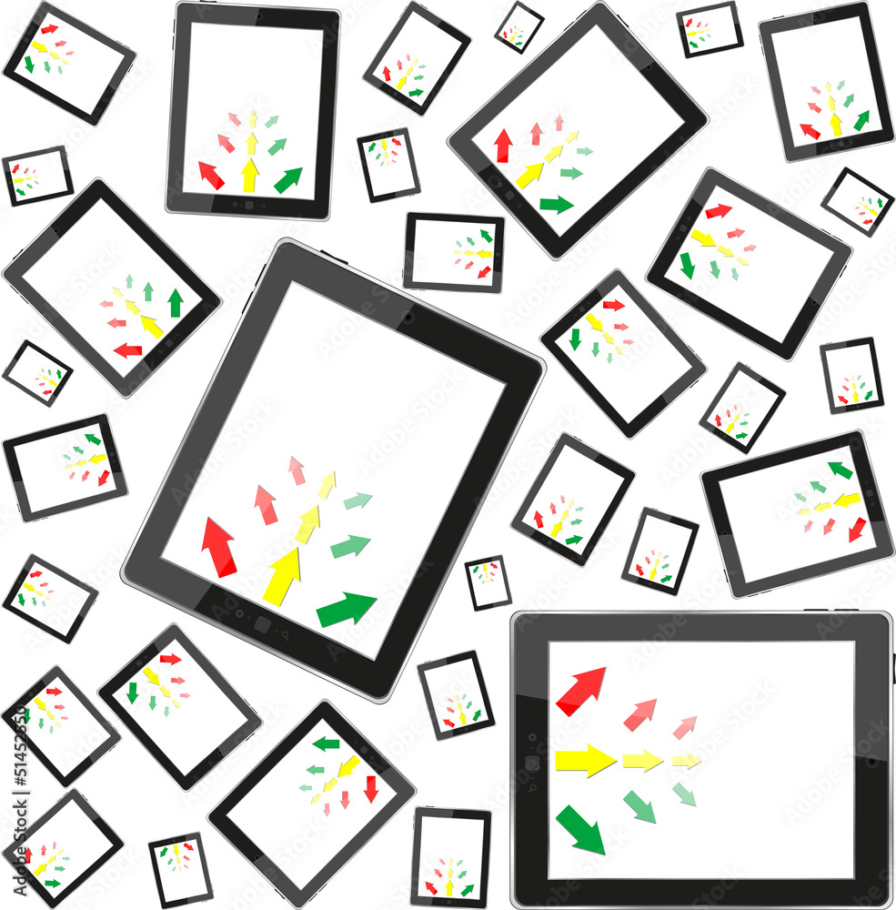 Tablet pc with business arrow on screen seamless pattern Tablet pc with business arrow on screen seamless pattern