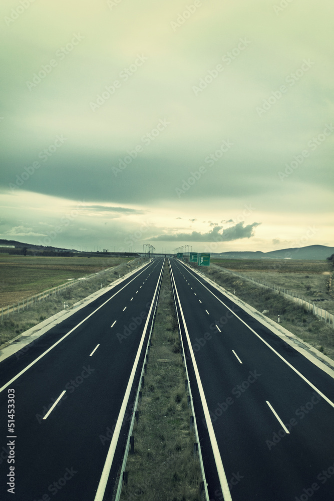 Fototapeta premium Vintage photo. Highway road