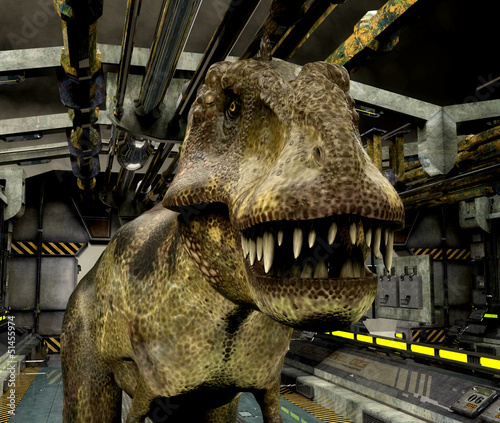 T-Rex in sci tunnel close up