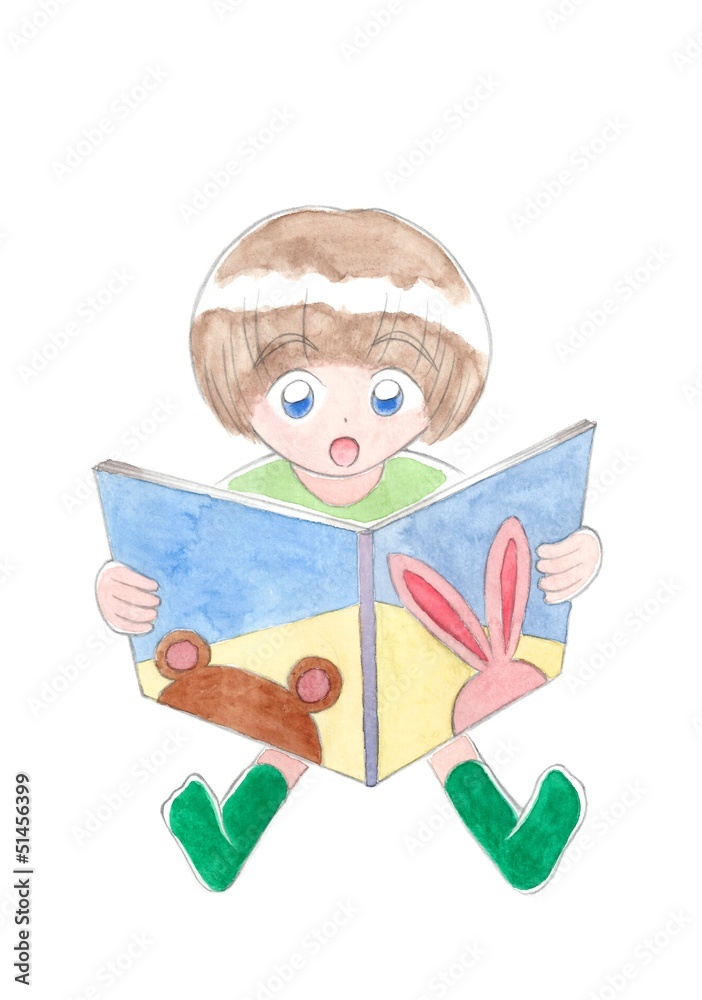 絵本を読む子供 Stock イラスト Adobe Stock