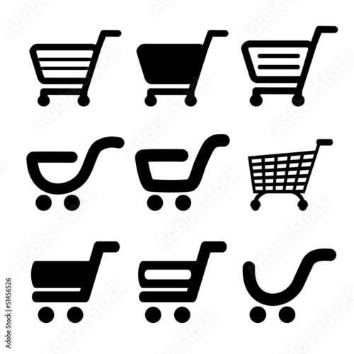 black simple shopping cart, trolley, item, button