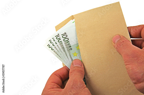 euro notes envelope hands