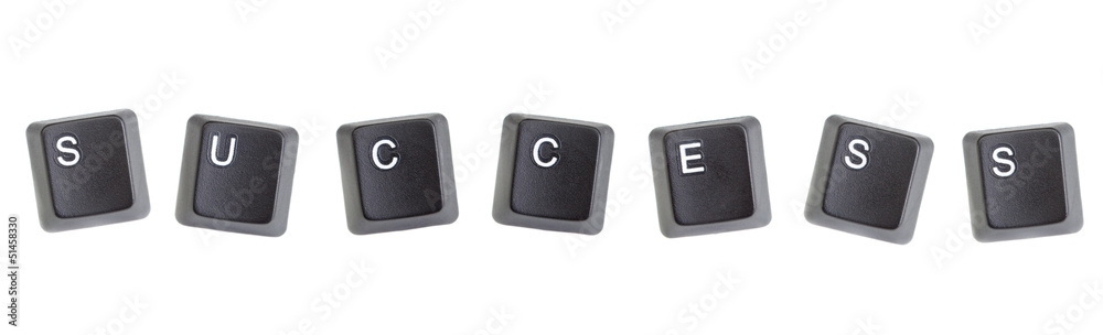 The word success is lined with keys on a computer keyboard. On a The word success is lined with keys on a computer keyboard. On a