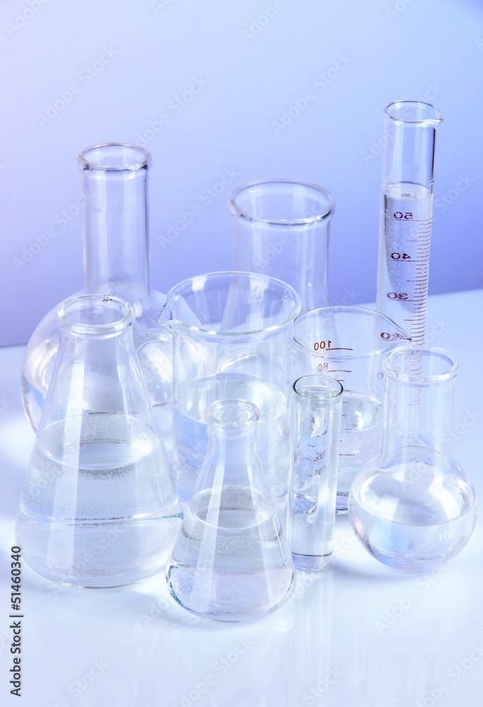 Test tubes on blue background Test tubes on blue background