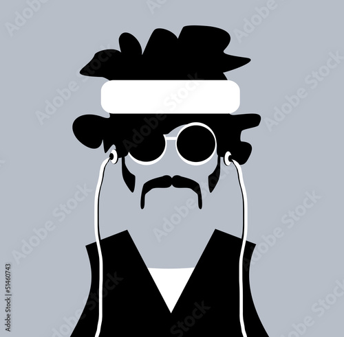 man wearing headband and earphones