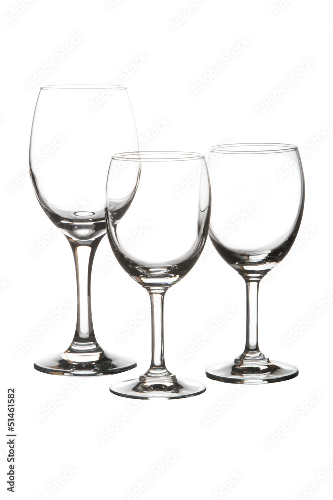 Empty three wine glasses