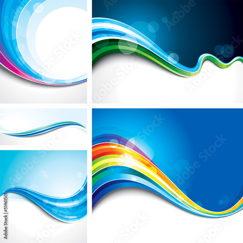 Collection of abstract wave design background.