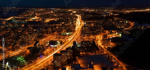 Obraz na płótnie Vilnius city night aerial view w salonie
