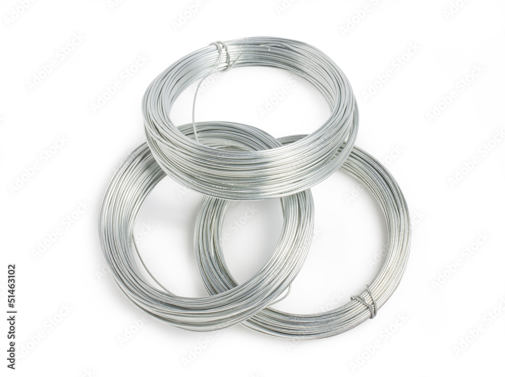 Row or metal wire isolated on white background. Row or metal wire isolated on white background.