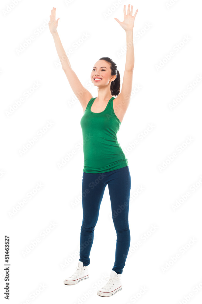 Girl warming up before her exercise session