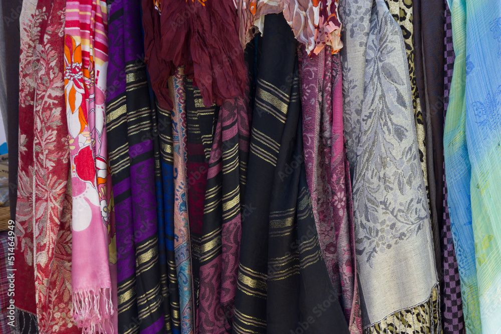 Colorful scarves in the market