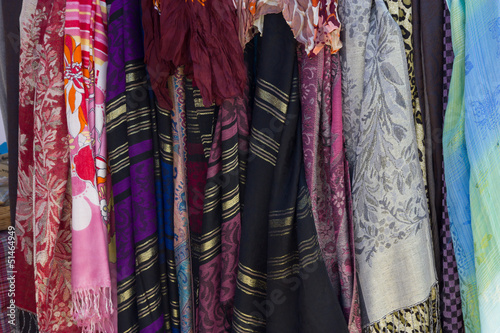 Colorful scarves in the market