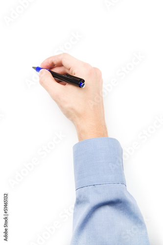 Man's hand with pen
