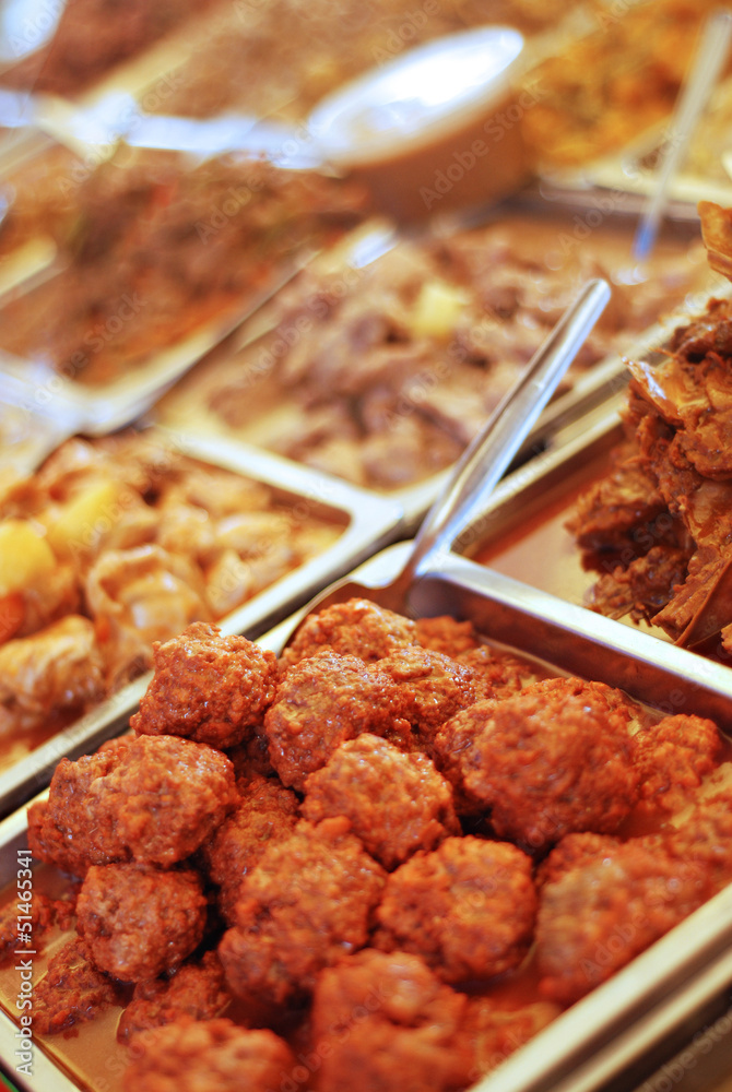 Food buffet served on hot trays Food buffet served on hot trays