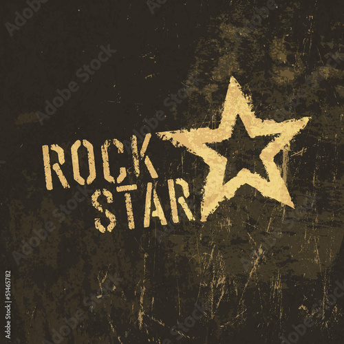 Rock star grunge icon. With stained texture, vector