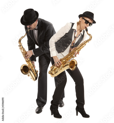 Canvas Print Woman and men Saxophonist