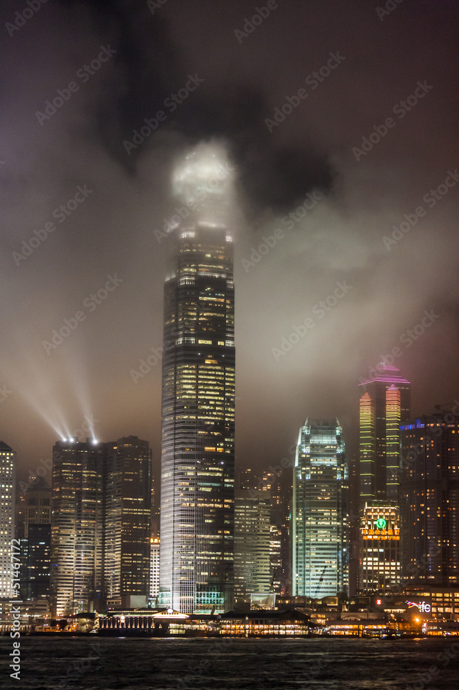 Hong Kong light show at night