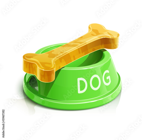 bowl with bone for dog vector illustration isolated on white