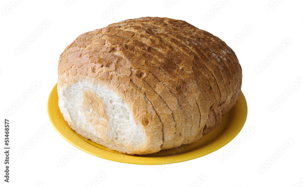 Cutted white bread on the yellow plate Cutted white bread on the yellow plate