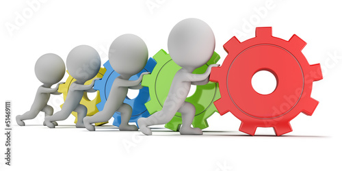 3d small people - team with gears