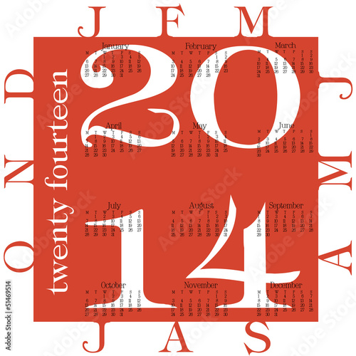 a red calendar for 2014