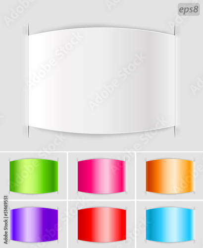set of blank paper labels with color variations