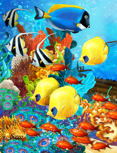 Fototapeta Naklejka Na Ścianę i Meble -  The coral reef - illustration for the children