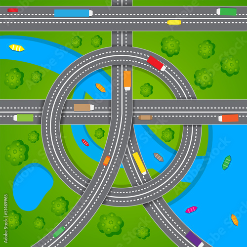 Aerial View of Road Traffic