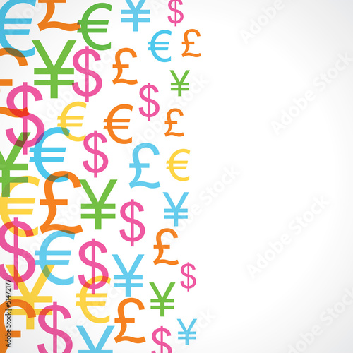 Seamless pattern background of currency signs