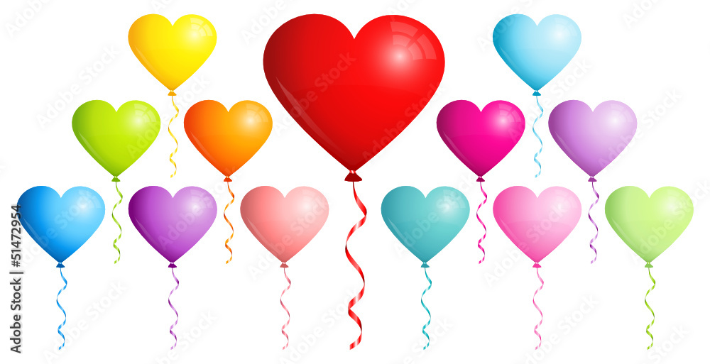 Set 13 Balloons Hearts Colors