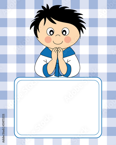 First Communion Invitation Card. Boy