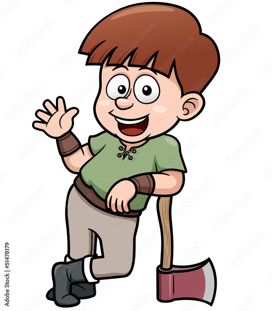 Vector illustration of Boy with axe Vector illustration of Boy with axe