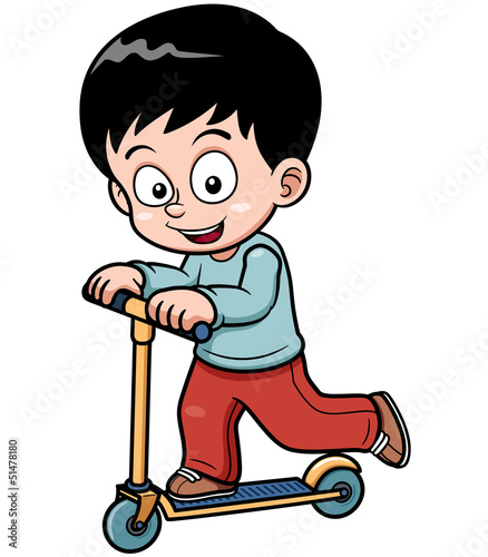 Vector illustration of Little boy skateboarding