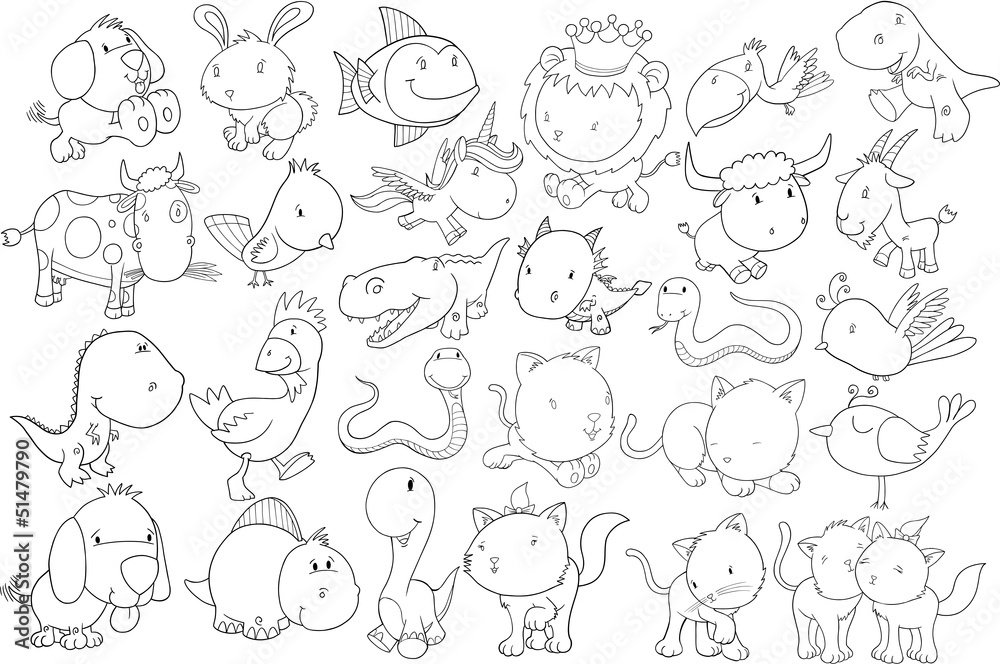 Animal Doodle Vector Illustration Set