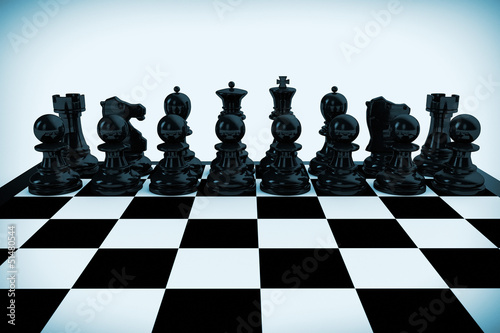 Fotografía Chess board set up to begin a game